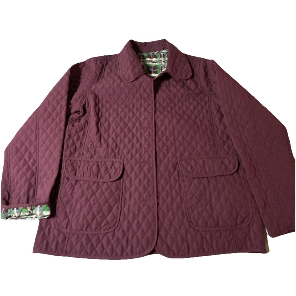 Womens Cervelle Reversible Quilted Jacket Size Med. Purple Button Front Pockets